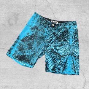 Y2K Men's MMA Elite Eagle Shorts, Drawstring, Blue, XL